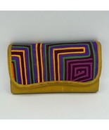 Mola Leather Wallet w/ an authentic Mola Art design made by the Kuna Ind... - $39.76