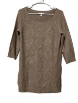 Women&#39;s New York &amp; Company Taupe Brown Argyle Short Sleeve Sweater Size ... - $16.34