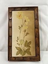 Vintage wood framed art tile w/ FLOWERS Valverde Castelnuovo Made in Ita... - £15.86 GBP