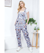 Gray Dog Print Overall Jumpsuit Bib Colorful Comfy Casual Pet Puppy S-XL - $38.00