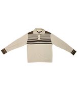 VTG 70s Lord Jeff Pullover Sweater Polo Sweater Mens Sz L Beige Striped ... - €37,97 EUR