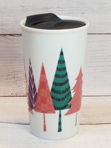 Starbucks 2017 Modern Christmas Trees Ceramic Insulated Travel Tumbler 11 oz - £11.03 GBP