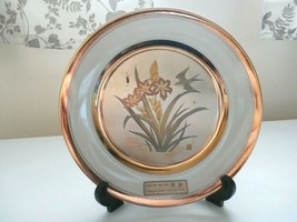 Limited Edition Chokin Art Collection 9 Inch Plate Gold &amp; Silver Flowers &amp; Bird - £6.47 GBP