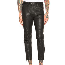 Black Leather Pants Men Soft Lambskin Leather Sexy Trouser Style - $158.80