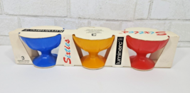 Sixties Luminarc MCM Retro Dessert Sundae Dishes Footed Red Blue Yellow ... - $28.04