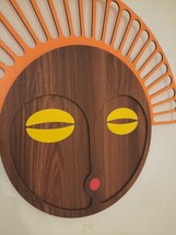 Modern Art Wood Brown Yellow Mask Decorative Wall Home Decoration - $1,715.41 MXN