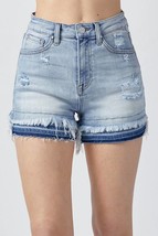 Risen high-rise double hem distressed shorts in Light Wash - £29.03 GBP