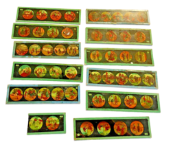 Slides 10 Magic Lantern Colored Cartoons 4 Pics to a Slide Used 6 3/4 Inch L Vtg - £36.46 GBP
