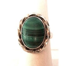 925 STERLING SILVER AND MALACHITE  RING SIZE 7 SKY - $51.48