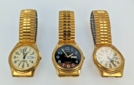 Lot of 3 Lorus Men&#39;s Quartz Watches V733-0A10 V533-0A00 Gold Vintage 90s... - $37.62