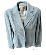 Danier Suede Jacket Woman Size L Blue Gray 2 Button Fitted New Tags - $71.24