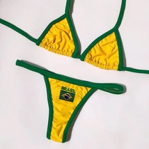 Absobe Embroidery Letter BR Color Contrast Split Bikini Set Women Swimwear work  - £85.83 GBP
