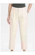 A New Day Women&#39;s High-Rise Faux Leather Tapered Ankle Pants  Cream Zs 2 - $23.38