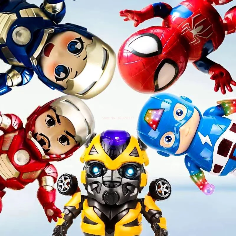 New 19cm Iron Man Dance Action Anime Figures Sing Sound Led Spiderman Avengers - $22.25