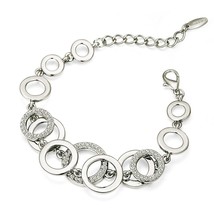Viennois Korean Circle Chain Bracelet for Women Rhinestones Paved Double Layer B - £14.75 GBP