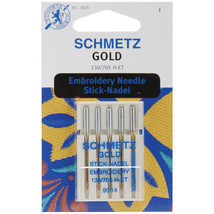 Schmetz Gold Embroidery Machine Needles Size 14/90 5/Pkg - £13.20 GBP
