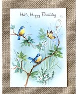 Ephemera Vintage Hallmark Birthday Greeting Card Bluebirds Butterfly 1960s - £4.64 GBP