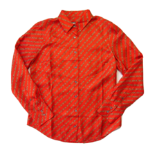 NWT J.Crew Collection Silk-twill Shirt in Brilliant Sunset Red Chains Pr... - £71.62 GBP