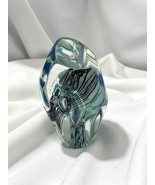 WOA 8183 SIGNED STERNO ART GLASS LEAD CRYSTAL  OBELISK PIRAMID Blue Green - $2,224.98 MXN