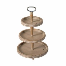 Farmhouse Wooden 3 Tier Round Serving Tray D16X24&quot; - £107.60 GBP