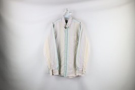 Vintage Gap Mens Large Distressed Rainbow Pastel Striped Collared Button Shirt - £23.62 GBP