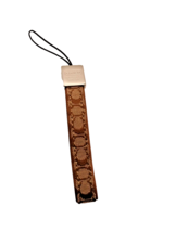 COACH Keyring Charm Mini Signature Mobile Phone Strap Khaki Canvas Leather  - $58.99