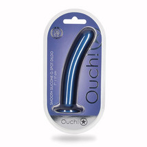 Shots Ouch! Smooth Silicone 7 in. G-Spot Dildo Metallic Blue - $59.95