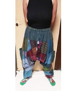 SALE  Drop Crotch Patchwork Harem  Pants  Free Size  - $35.54 CAD
