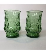 Vintage Green Anchor Hocking Juice Glass Tumblers Daisy Flowers Lot of 2... - £13.95 GBP