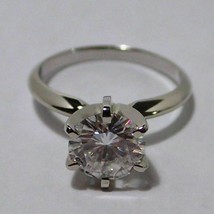 2CT Round Natural Moissanite Set Solitaire Engagement Ring in 14K Gold Over 925 - £84.55 GBP