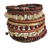 Coiled Katha Beaded Seed Beed &amp; Stone Chip Bracelet - £9.37 GBP