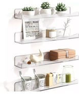 Fixwal Vinyl Record Shelf Wall Mount Set of 4, 12in Wavy Clear Acrylic - $185.88 MXN