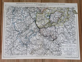 1900 Original Antique Map Of Hesse Westphalia Rhineland Frankfurt Germany - £19.42 GBP