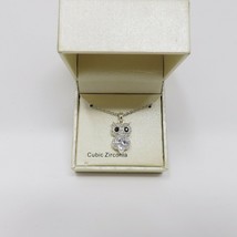 Kim Rogers Silver-tone CZ Owl Pendant Necklace - New - £14.06 GBP
