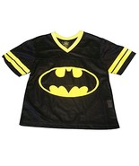 DC Comics Batrman Boy&#39;s XS 4/5  Football Mesh Black Jersey NEW - $12.19