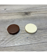 Backgammon Replacement Pieces 1 - 3/8&quot; X 11/32” Brown &amp; 1 - White/Cream VTG - $3.95