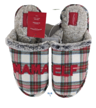 Wondershop Mama Elf Multicolored Plaid Faux Fur Bedroom Slippers Size L 9/10 - £15.03 GBP