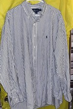 Ralph Lauren Mens Blaire Shirt XXL Blue Striped Crisp Heavy Stratch Blue... - £7.75 GBP