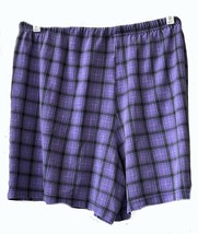 Ladies Purple/Black Plaid Knit Shorts, J.E. Sportwear Inc, 50/50 Cotton/Poly, XL - £9.23 GBP