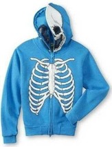 Boys Hoodie Zip Up Face Mask Costume Jacket Blue White Skeleton FSD $45-... - $19.80
