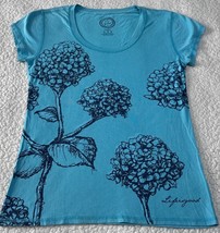 Life is Good T-Shirt Women&#39;s Blue Fitted Round Neck Cap Sleeve Size M NWOT - $444.61 MXN