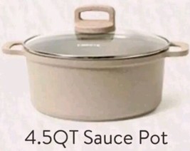 CAROTE ~ 4.5 Quart Sauce Pot w/Lid ~ TAUPE Granite ~ Nonstick ~ All Stov... - $56.10