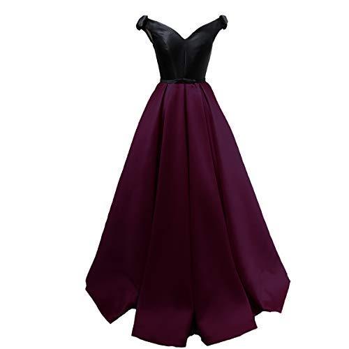 Off The Shoulder Black Top Long Formal Prom Evening Dresses Dark Plum US 14