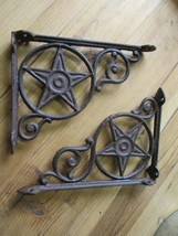 2 Cast Iron Star Brackets Garden Braces Shelf Bracket RUSTIC Corbels Mantle - £19.65 GBP