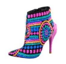 Sequined Cloth Fuchsia Bling High Heels Pointed Toe Ankle Boots - £140.98 GBP