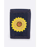 Sequins Sunflower Patch Denim Wallet - $182.33 MXN
