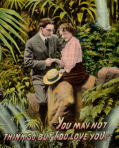 1910 Postcard Couple In A Tropical Scene - $7.92