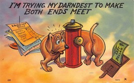 Comic Trying to Make Both Ends Meet Weiner Dog Bills Last Dollar Postcar... - £7.64 GBP