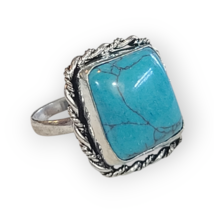 925 Sterling Silver Turquoise Gemstone Statement Swirl Ring sz 7 - £14.18 GBP