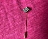 Vintage Unsigned Gold Tone Rhinestone Encrusted Square Stick Pin - $23.36